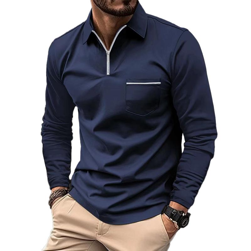 Mireo | Men’s Long Sleeve Zip Polo Shirt