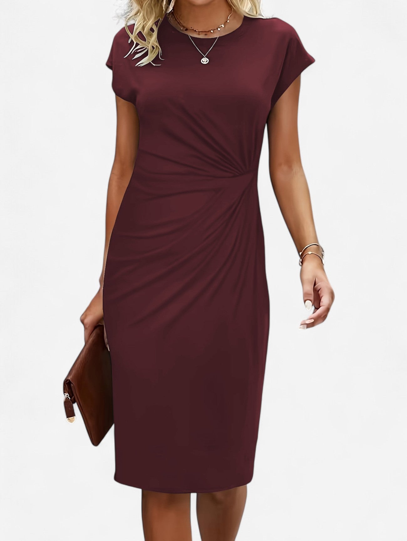 Selvara | Women’s Ruched Wrap Midi Dress
