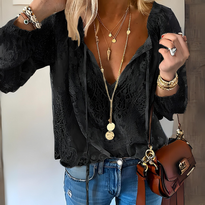 Liorenne | Women’s Lace V-Neck Boho Blouse