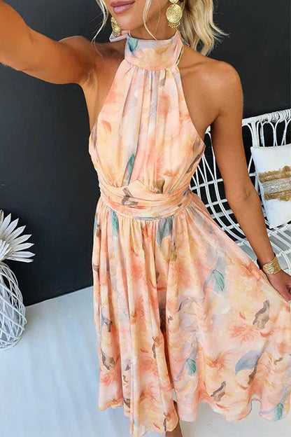 Seravie | Women’s Halter Watercolour Maxi Dress