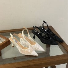 Nisha | Women’s Beaded Lace Slingback Heels