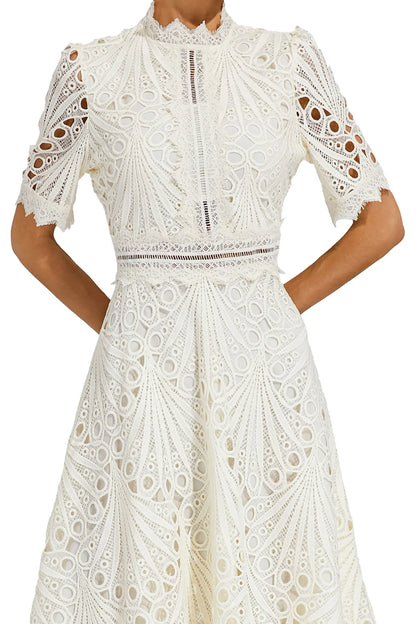 Elvessa | Women’s Lace High Neck Midi Dress