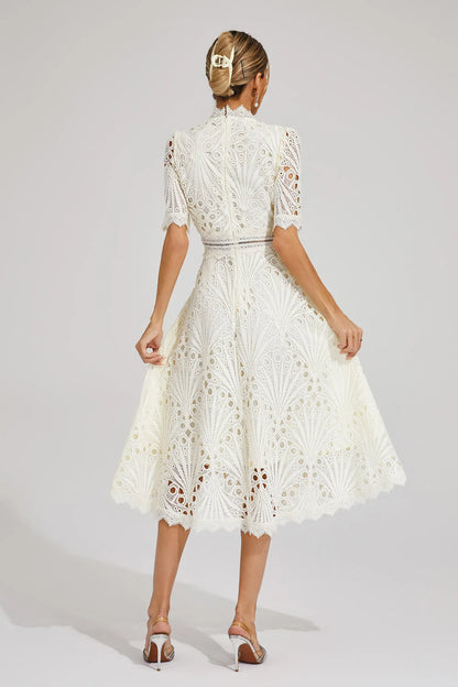 Elvessa | Women’s Lace High Neck Midi Dress