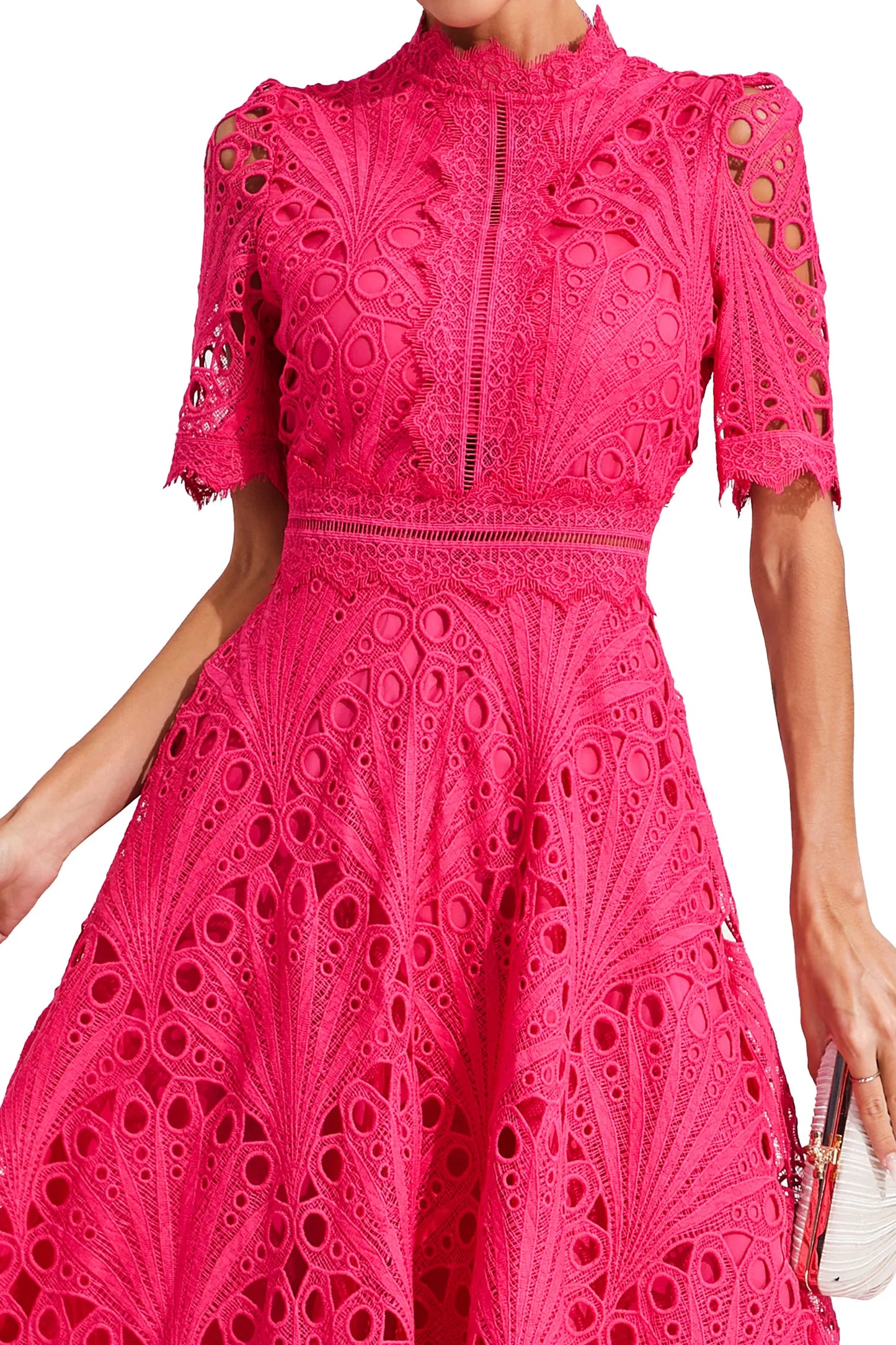 Elvessa | Women’s Lace High Neck Midi Dress