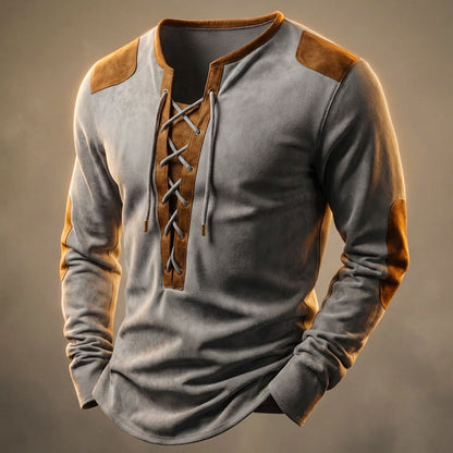 Ardenio | Men’s Suede-Touch Lace-Up Shirt