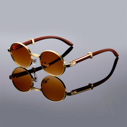Lorenz | Men’s Vintage Oval Wooden Sunglasses