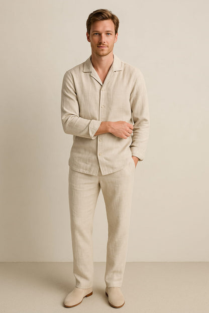 Xeron | Men’s Casual Long Sleeve Shirt and Trousers Set