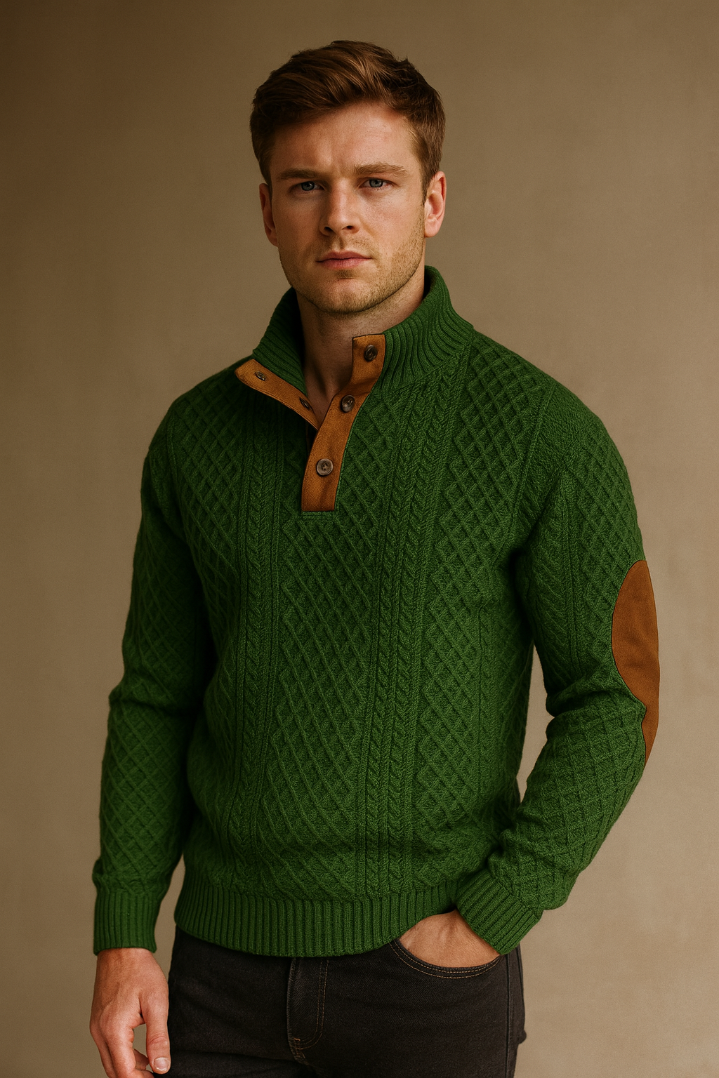 Chevaun | Men’s Textured Jacquard Knit Sweater