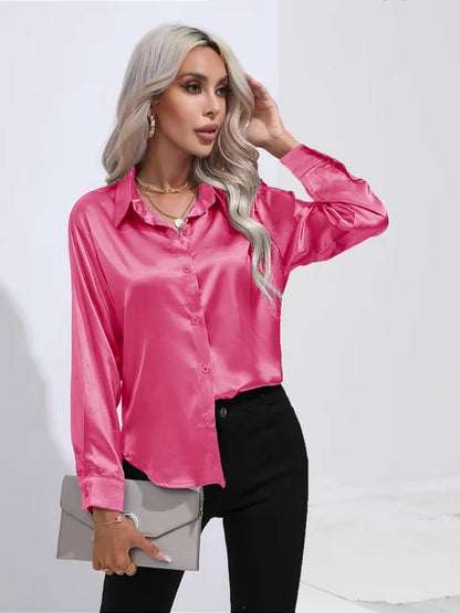 Noura | Women’s High-Shine Button-Up Blouse