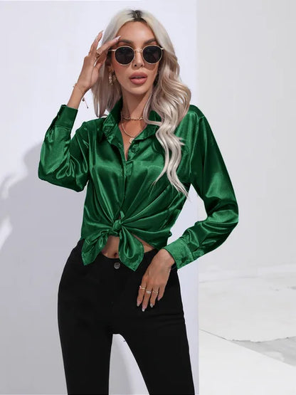 Noura | Women’s High-Shine Button-Up Blouse