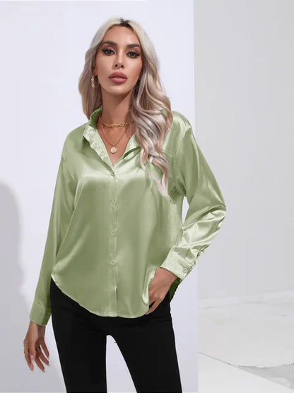 Noura | Women’s High-Shine Button-Up Blouse