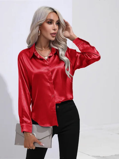 Noura | Women’s High-Shine Button-Up Blouse