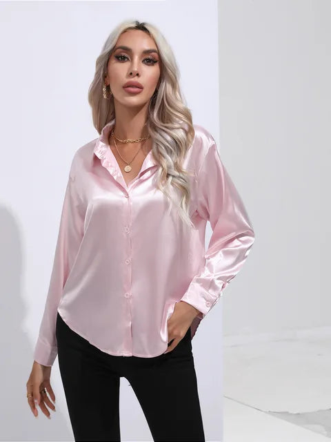 Noura | Women’s High-Shine Button-Up Blouse