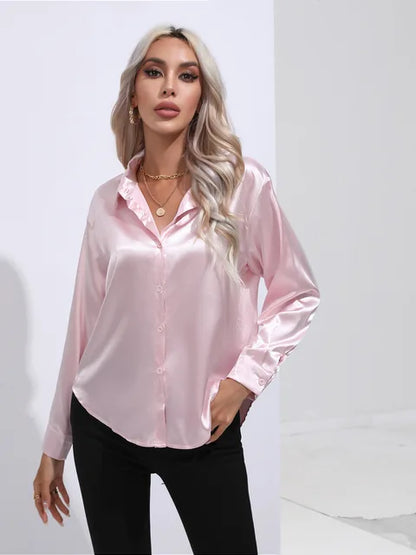 Noura | Women’s High-Shine Button-Up Blouse