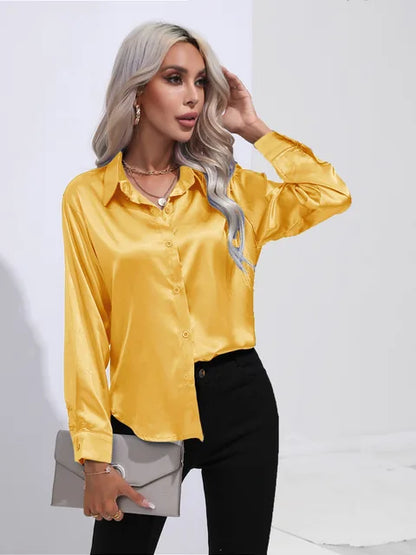 Noura | Women’s High-Shine Button-Up Blouse