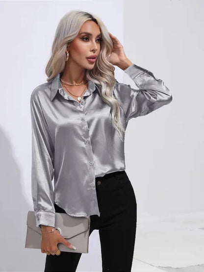 Noura | Women’s High-Shine Button-Up Blouse