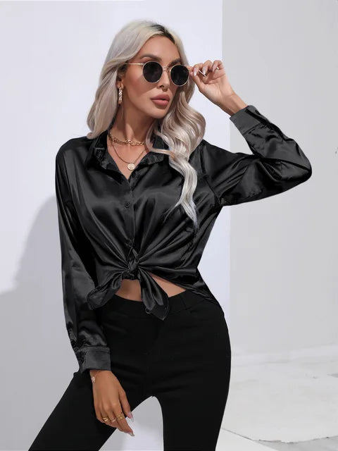 Noura | Women’s High-Shine Button-Up Blouse