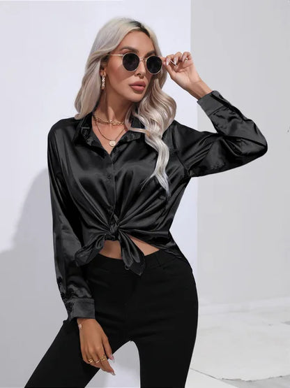Noura | Women’s High-Shine Button-Up Blouse