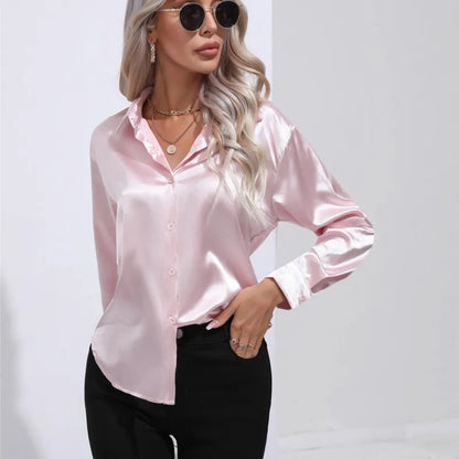 Noura | Women’s High-Shine Button-Up Blouse