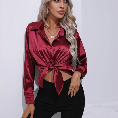 Noura | Women’s High-Shine Button-Up Blouse