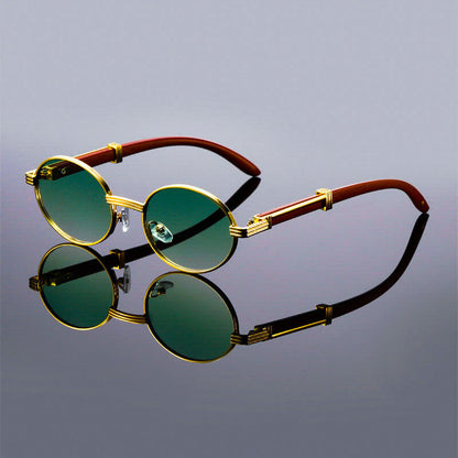 Lorenz | Men’s Vintage Oval Wooden Sunglasses