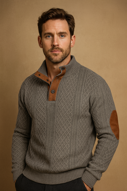 Chevaun | Men’s Textured Jacquard Knit Sweater
