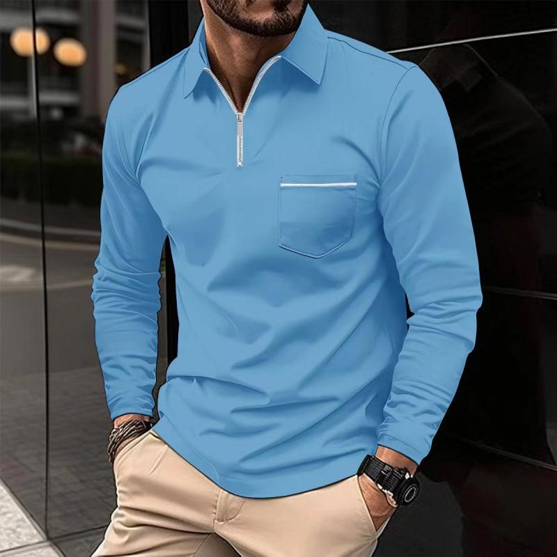 Mireo | Men’s Long Sleeve Zip Polo Shirt