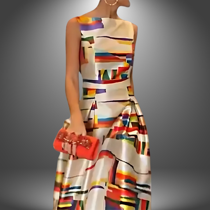 Niasra | Women’s Sleeveless Geometric Maxi Dress