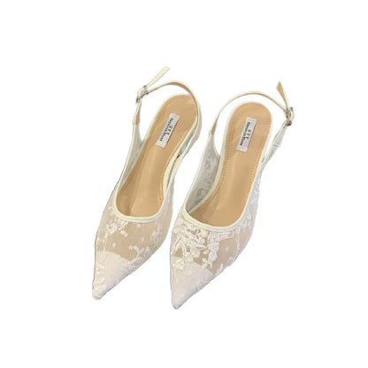 Nisha | Women’s Beaded Lace Slingback Heels