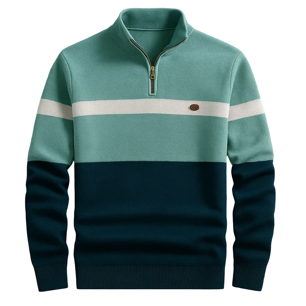 Ravello | Men’s Zip-Neck Plain Knit Sweater2