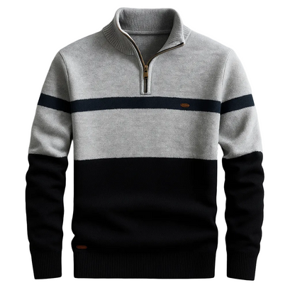 Ravello | Men’s Zip-Neck Plain Knit Sweater4