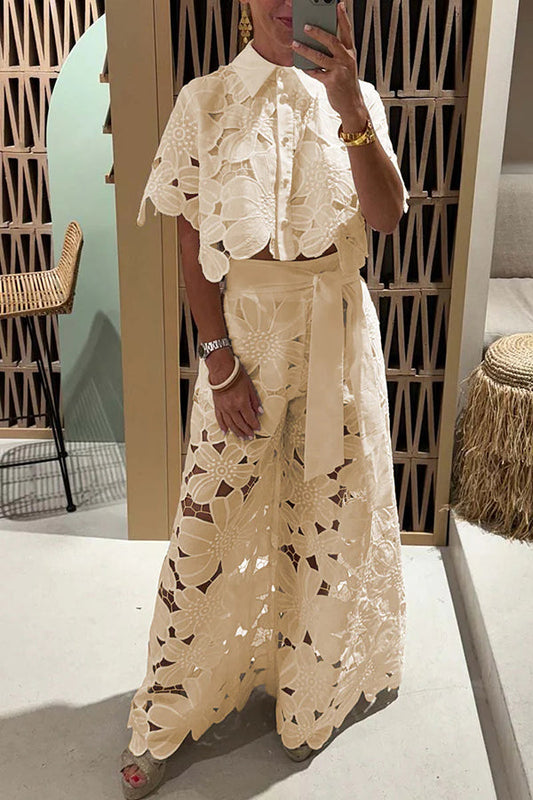 Secilie | Women’s Lace Wide Leg Two-Piece Set