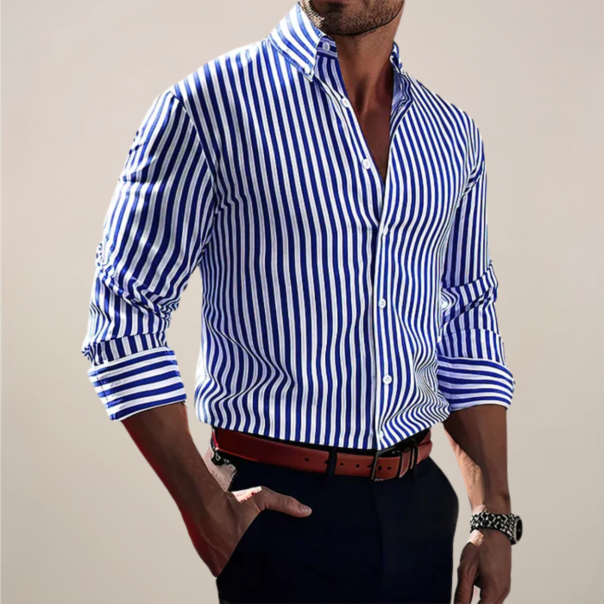 Theo | Men’s Striped Long Sleeve Shirt