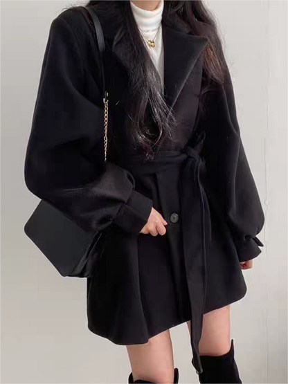 Perla | Women’s Belted Puff Sleeve Coat