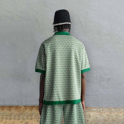 Zayron | Men’s Geometric Shirt & Shorts Set