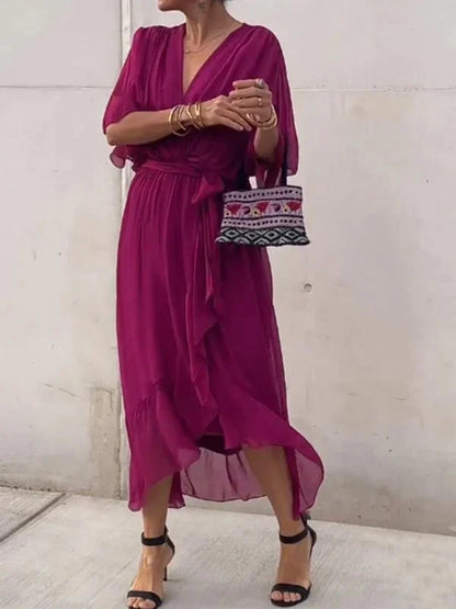 Narissa | Women’s Wrap Tie Waist Midi Dress