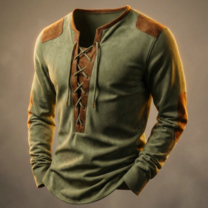 Ardenio | Men’s Suede-Touch Lace-Up Shirt