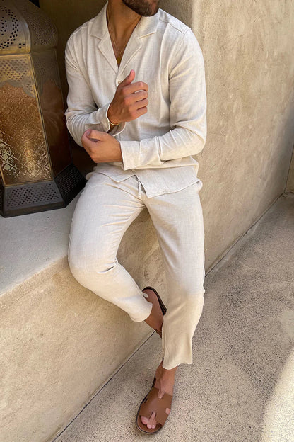 Xeron | Men’s Casual Long Sleeve Shirt and Trousers Set