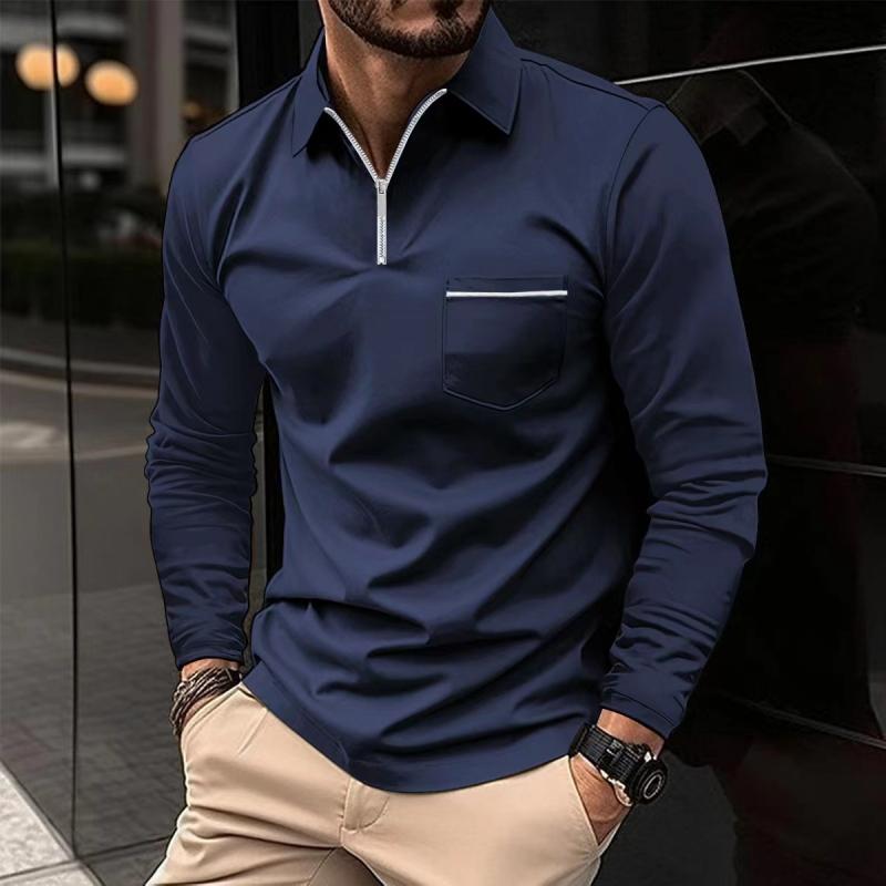 Mireo | Men’s Long Sleeve Zip Polo Shirt