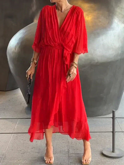 Narissa | Women’s Wrap Tie Waist Midi Dress