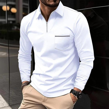 Mireo | Men’s Long Sleeve Zip Polo Shirt